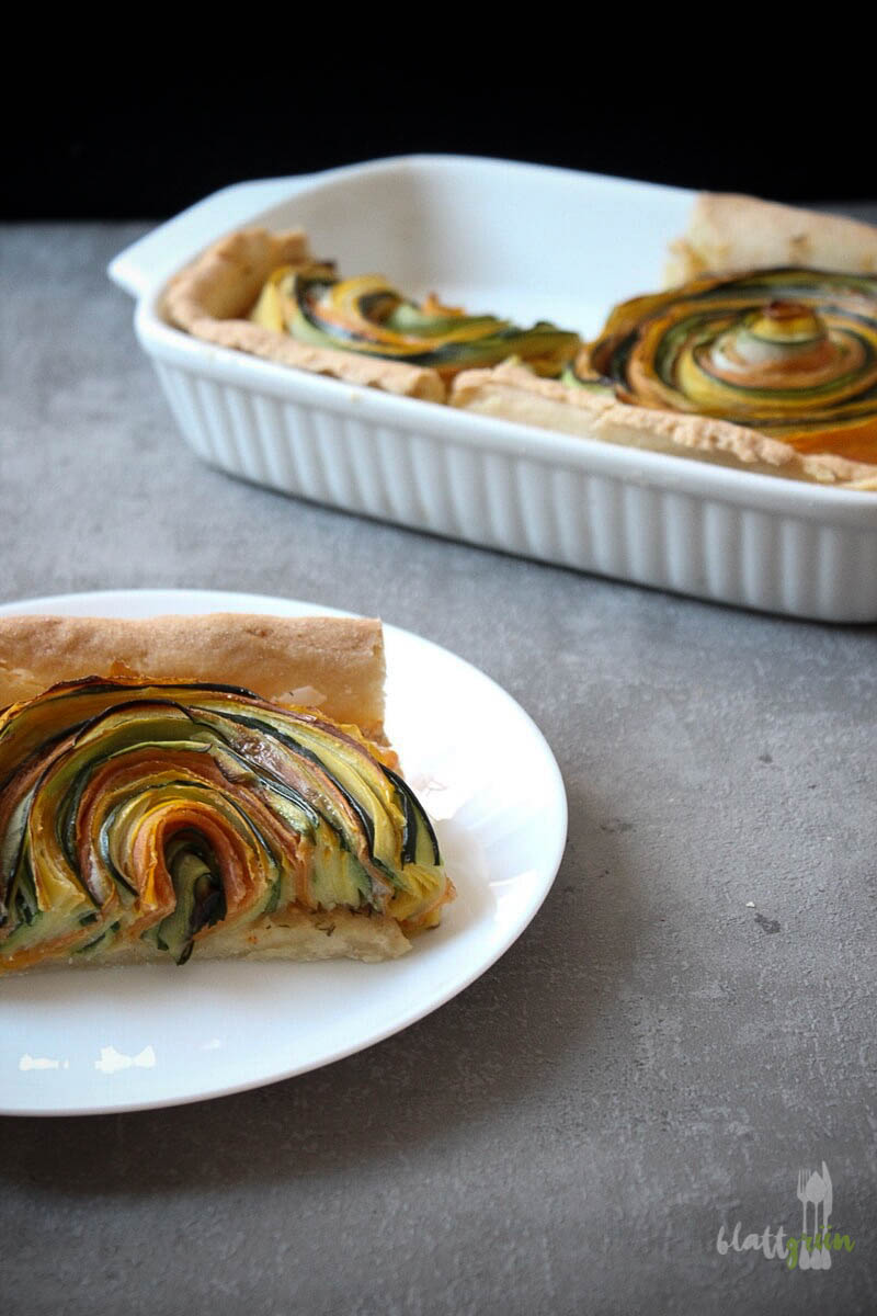 Vegane Quiche mit Zucchiniwirbel