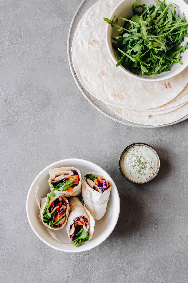 Gyros-Wraps mit Tzatziki {vegan} | Blattgrün